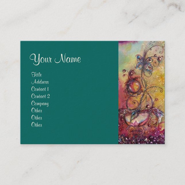 Tarjeta De Visita JARDÍN DE LA PLANTA DE SOMBRA PERDIDA, verde (Anverso)