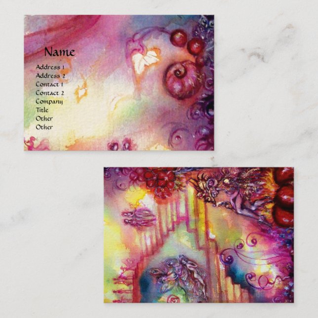 TARJETA DE VISITA JARDÍN DE LAS SOMBRAS PERDIDAS, ESTRELLAS MÍSTICAS (Anverso / Reverso)