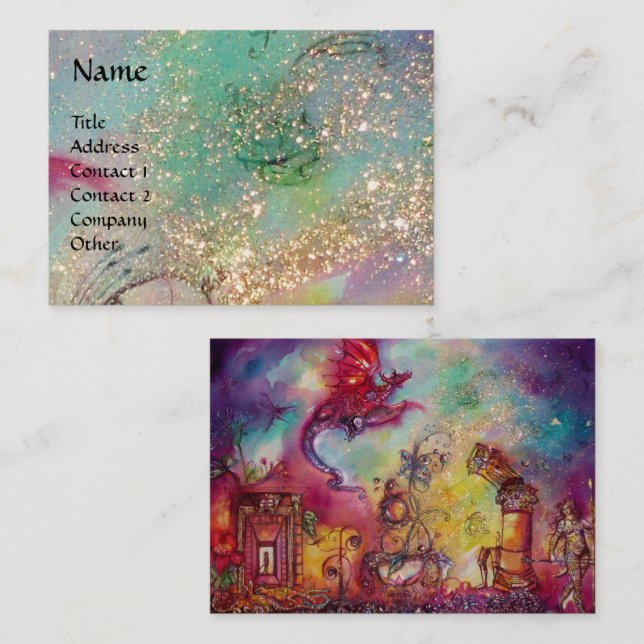 TARJETA DE VISITA JARDÍN DE LAS SOMBRAS PERDIDAS, VOLANDO DRAGÓN ROJ (Anverso / Reverso)