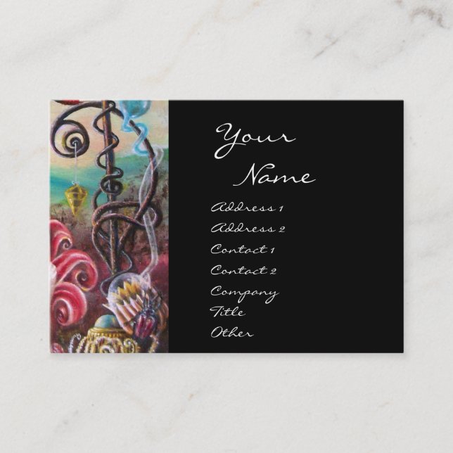 Tarjeta De Visita JARDÍN DE MELISSA fuchsia blanca negra azul púrpur (Anverso)