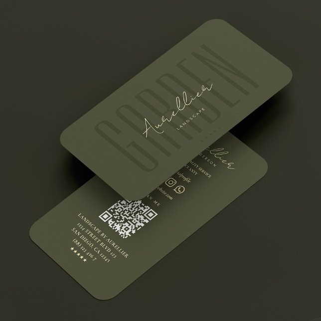 Tarjeta De Visita Jardín de paisaje Botánico Arborist Verde Moderno (Landscape Gardener Botanist Arborist Green Modern Business Card
)