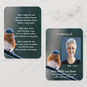 Tarjeta De Visita Jardín de pájaros azulados con foto conmemorativa