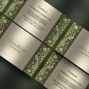 Tarjeta De Visita Jardín de Pavo Real Marfil Oliva