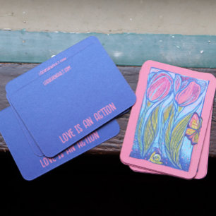 Tarjeta De Visita Jardín de primavera de los tulipanes de mariposa a