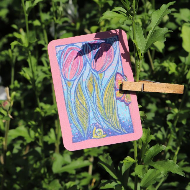 Tarjeta De Visita Jardín de primavera de los tulipanes de mariposa a (Subido por el creador)