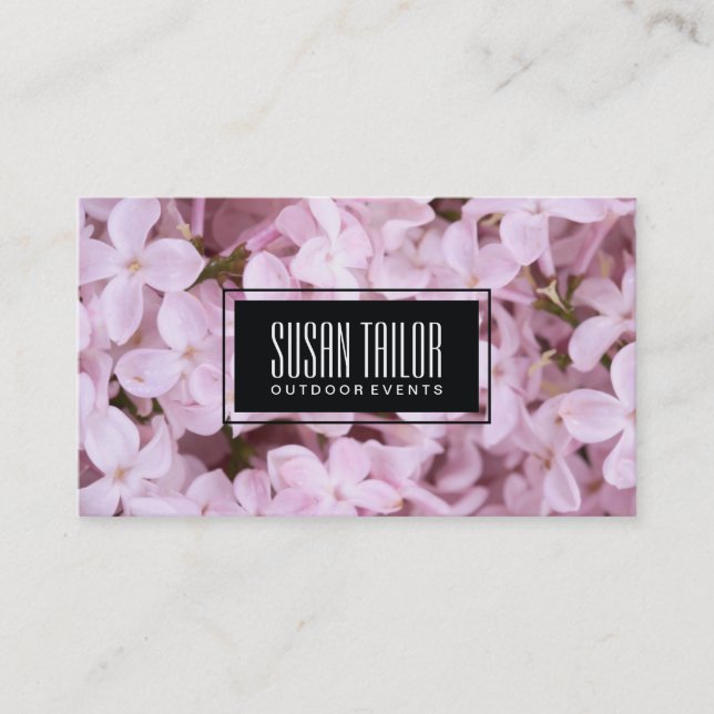 Tarjeta De Visita Jardín del Edén | Flores exquisitas, marco negro (Anverso)