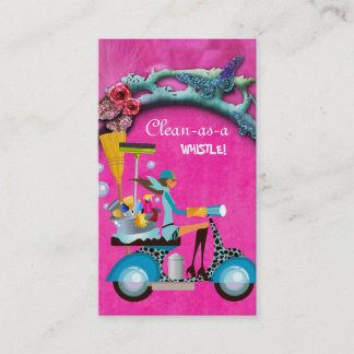 Tarjeta De Visita Jardín del rosa del chica de la vespa de la