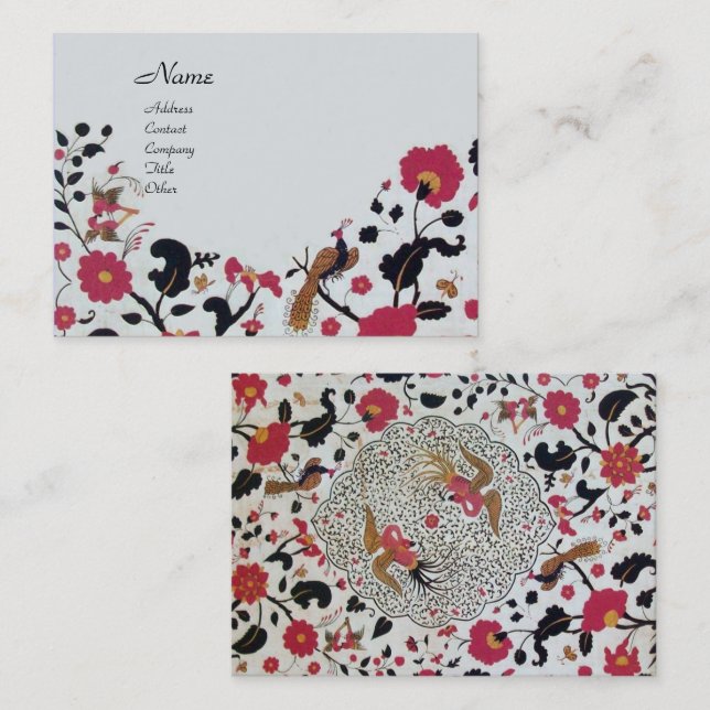 TARJETA DE VISITA JARDÍN EDEN / FLORAL CON PELO Y MARIPOSAS (Anverso / Reverso)