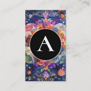 Tarjeta De Visita Jardín en Movimiento Diseño de Mandala Floral