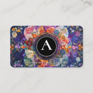Tarjeta De Visita Jardín en Movimiento Diseño de Mandala Floral