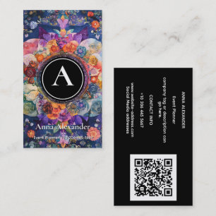 Tarjeta De Visita Jardín en Movimiento Diseño de Mandala Floral