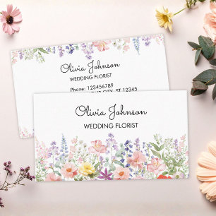 Tarjeta De Visita Jardín Floral Colorido Acuarela Personalizado