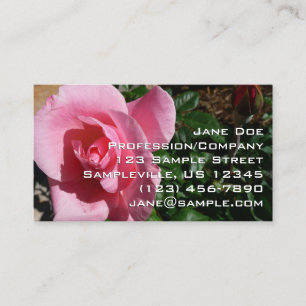 Tarjeta De Visita Jardín floral de rosa rosa y capullo