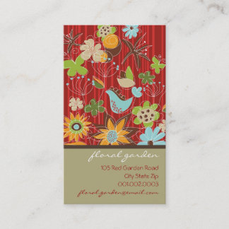 Tarjeta De Visita Jardín floral rojo suntuoso florece Moda moderna