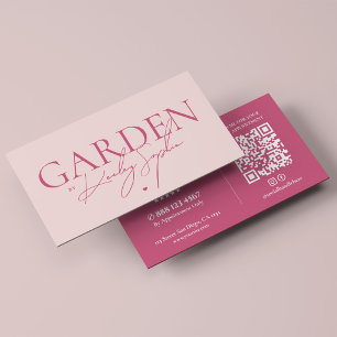 Tarjeta De Visita Jardín Mínimo Paisaje Elegante Artista Rosa Rubor