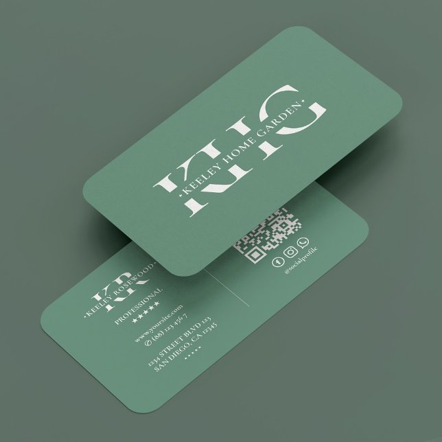 Tarjeta De Visita Jardín moderno profesional Botánico Dusty Verde az (Modern Professional Gardener Botanist Dusty Teal Business Card
)