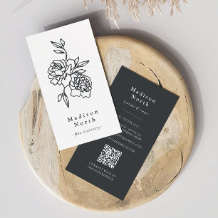 Tarjeta De Visita Jardín secreto   Código QR vertical floral