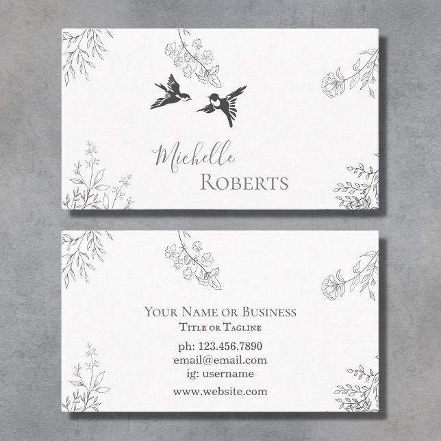Tarjeta De Visita Jardín simple de aves y ramas de Bonito (Subido por el creador)