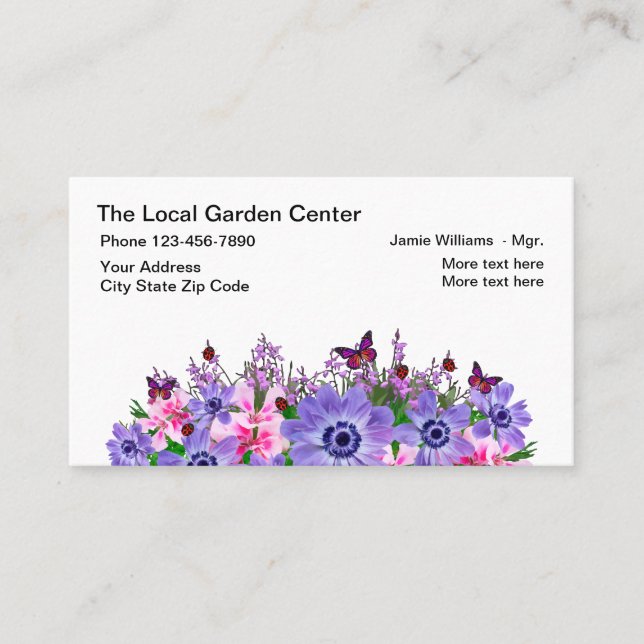 Tarjeta De Visita Jardín Y Jardín (Anverso)