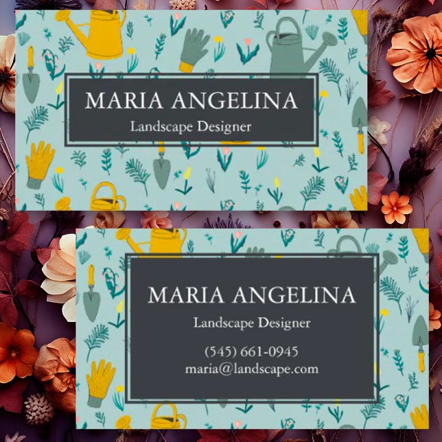 Tarjeta De Visita Jardiner Landscaping Gardening Guay moderno (Sweet custom business card with a gardening design)