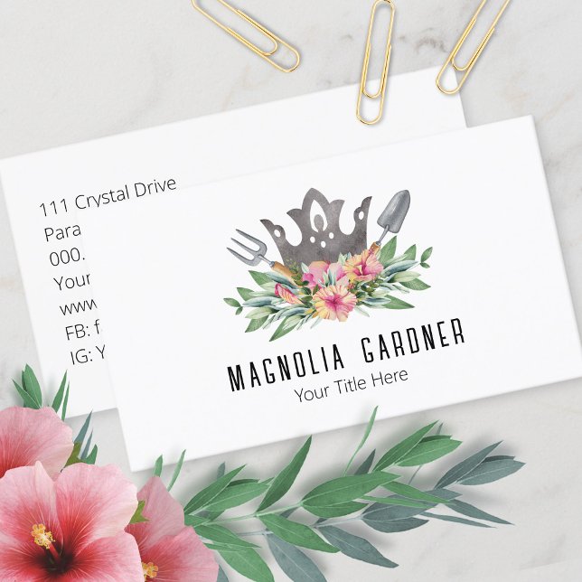 Tarjeta De Visita Jardinería Crown Boho Moda Acuarela Herramientas F (Subido por el creador)