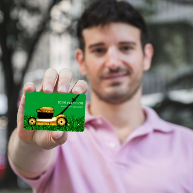 Tarjeta De Visita Jardinería de cuidado de césped Servicios de corte (Lawn Care Gardening Grass Cutting Services Green Business Card)