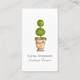 Tarjeta De Visita Jardinería elegante en acuarela con topiaria