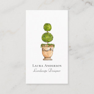 Tarjeta De Visita Jardinería elegante en acuarela con topiaria