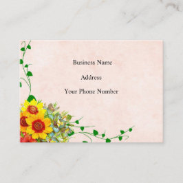 Tarjeta De Visita Jardinería floral rosa amarillo
