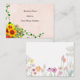 Tarjeta De Visita Jardinería floral rosa amarillo