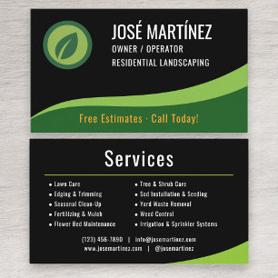 Tarjeta De Visita Jardinería residencial negro verde