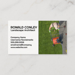 Tarjeta De Visita Jardinero Cortando El Césped