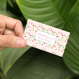 Tarjeta De Visita Jardinero de Flor de Fresa en Acuarela