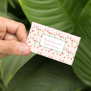 Tarjeta De Visita Jardinero de Flor de Fresa en Acuarela
