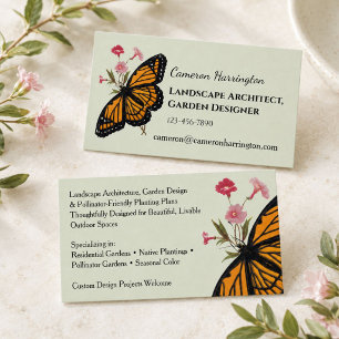 Tarjeta De Visita Jardinero de Mariposas Monarca Paisajista Sabio
