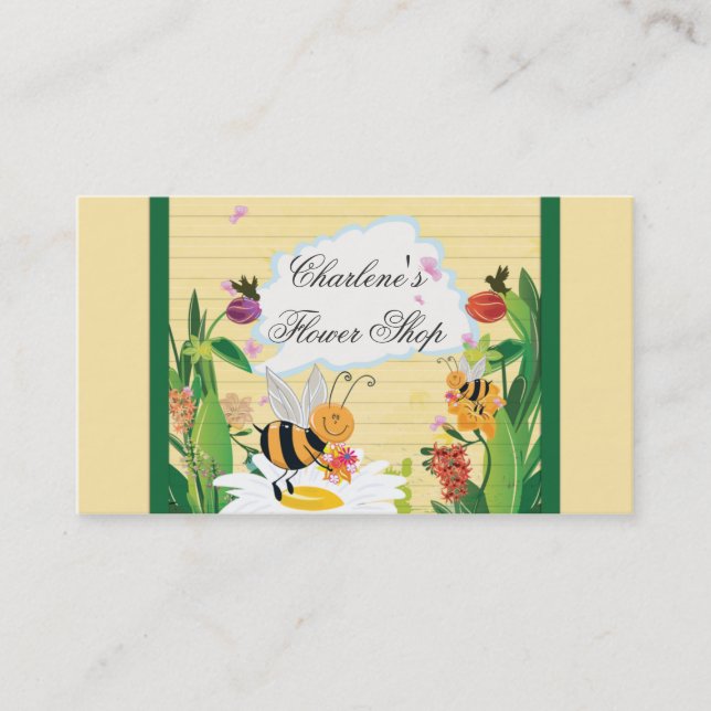 Tarjeta De Visita Jardines de flores de los abejorros (Anverso)
