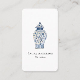 Tarjeta De Visita Jarrón azul y blanco acuarela