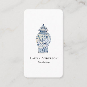 Tarjeta De Visita Jarrón azul y blanco acuarela