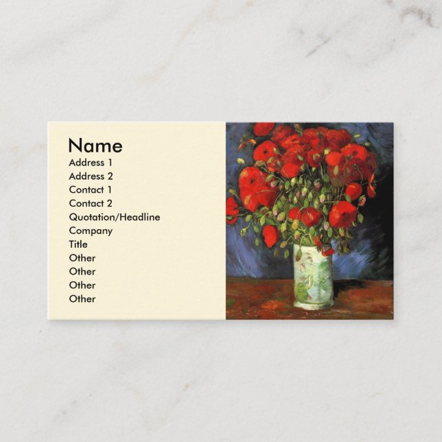 Tarjeta De Visita Jarrón con amapolas rojas de Vincent van Gogh (Anverso)