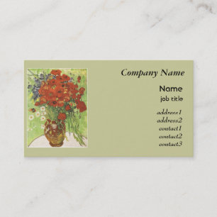 Tarjeta De Visita Jarrón con amapolas rojas y margaritas