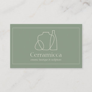 Tarjeta De Visita Jarrón de cerámica de porcelana escultura verde sa