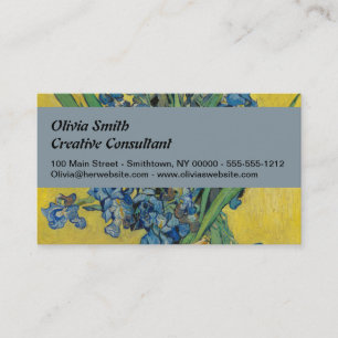 Tarjeta De Visita Jarrón Van Gogh con Iris Clasicismo Impresionista