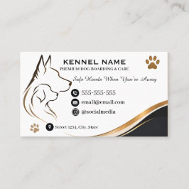 Tarjeta De Visita Jaula para Perros de Lujo Ola Dorada Elegante Pers