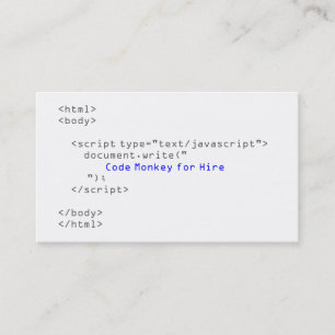 Tarjeta De Visita Javascript de mono de código