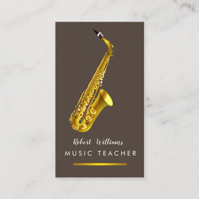 Tarjeta De Visita Jazz del oro del músico del instrumento del (Anverso)