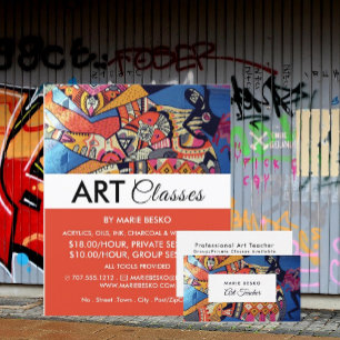 Tarjeta De Visita Jazzy Graffiti Art, profesor de arte
