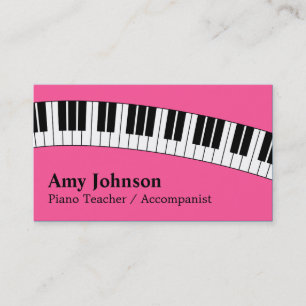 Tarjeta De Visita Jazzy Rosa, Moderno, Divertido, Profesor de Piano 