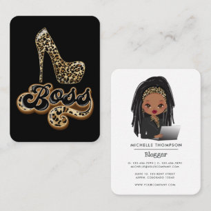 Tarjeta De Visita Jefa de leopardo negro y dorado
