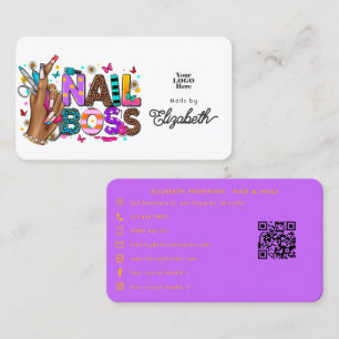 Tarjeta De Visita Jefa de uñas afroamericana audaz y colorida