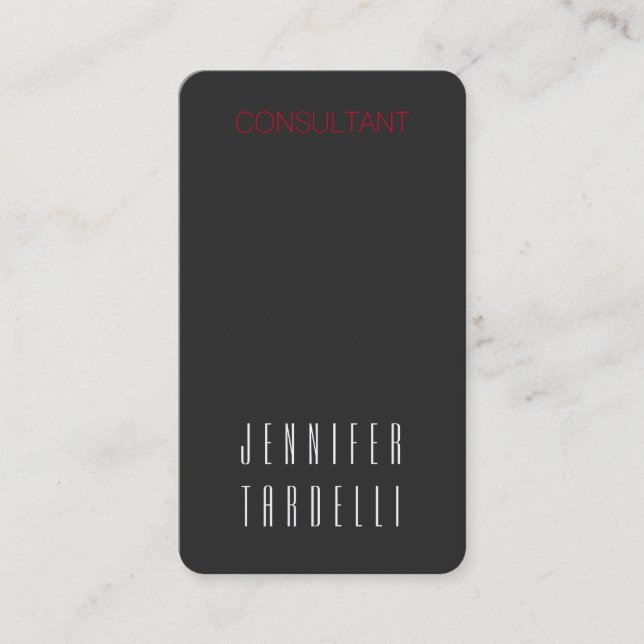 Tarjeta De Visita Jefe de Consultor Profesional Gris Moderno (Anverso)